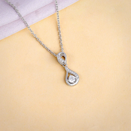 Silver Zircon Twist Necklace