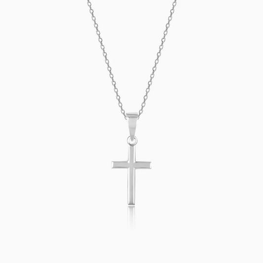 Silver Blessed Holy Cross Pendant with Link Chain