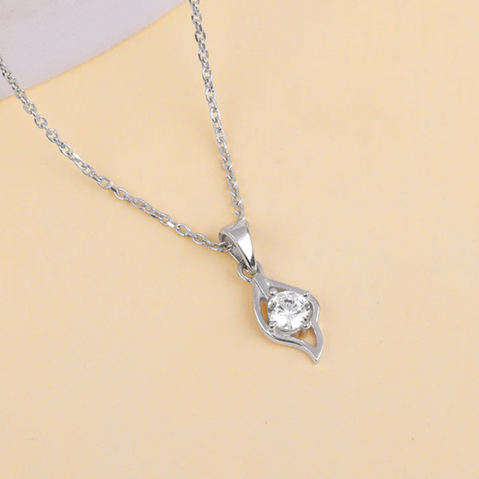 Silver Falling Dew Pendant With Link Chain