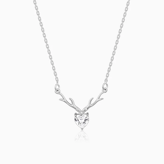Silver Deer Heart Necklace