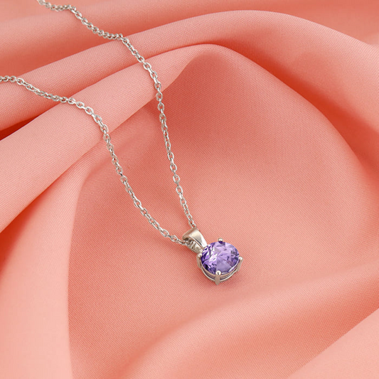 Purple Pendant with Link Chain